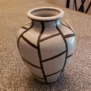 Mid Century Vintage Geometric Crackle Vase